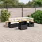 Preview: ARDEBO.de - 6-tlg. Garten-Sofagarnitur mit Kissen Schwarz Poly Rattan