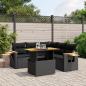 Preview: ARDEBO.de - 6-tlg. Garten-Sofagarnitur mit Kissen Schwarz Poly Rattan