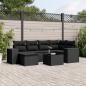 Preview: ARDEBO.de - 7-tlg. Garten-Sofagarnitur mit Kissen Schwarz Poly Rattan