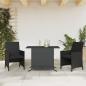 Preview: ARDEBO.de - 3-tlg. Bistro-Set mit Kissen Schwarz Poly Rattan