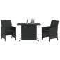 Preview: 3-tlg. Bistro-Set mit Kissen Schwarz Poly Rattan