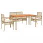 Preview: 5-tlg. Garten-Essgruppe mit Kissen Beige Poly Rattan