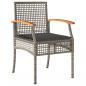 Preview: 7-tlg. Garten-Essgruppe mit Kissen Grau Poly Rattan