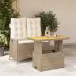 Preview: ARDEBO.de - 2-tlg. Garten-Essgruppe mit Kissen Beige Poly Rattan