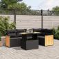 Preview: ARDEBO.de - 6-tlg. Garten-Sofagarnitur mit Kissen Schwarz Poly Rattan