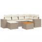 Preview: 7-tlg. Garten-Sofagarnitur mit Kissen Beige Poly Rattan