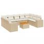 Preview: 10-tlg. Garten-Sofagarnitur mit Kissen Beige Poly Rattan