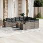 Preview: ARDEBO.de - 11-tlg. Garten-Sofagarnitur mit Kissen Grau Poly Rattan