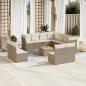 Preview: ARDEBO.de - 12-tlg. Garten-Sofagarnitur mit Kissen Beige Poly Rattan