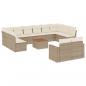 Preview: 13-tlg. Garten-Sofagarnitur mit Kissen Beige Poly Rattan