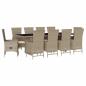 Preview: 11-tlg. Garten-Essgruppe mit Kissen Beige Poly Rattan