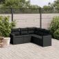 Preview: ARDEBO.de - 5-tlg. Garten-Sofagarnitur mit Kissen Schwarz Poly Rattan