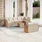 Preview: ARDEBO.de - 10-tlg. Garten-Sofagarnitur mit Kissen Beige Poly Rattan