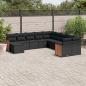 Preview: ARDEBO.de - 11-tlg. Garten-Sofagarnitur mit Kissen Schwarz Poly Rattan