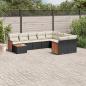 Preview: ARDEBO.de - 10-tlg. Garten-Sofagarnitur mit Kissen Schwarz Poly Rattan