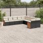 Preview: ARDEBO.de - 10-tlg. Garten-Sofagarnitur mit Kissen Schwarz Poly Rattan