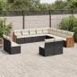 Preview: ARDEBO.de - 13-tlg. Garten-Sofagarnitur mit Kissen Schwarz Poly Rattan