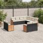 Preview: ARDEBO.de - 11-tlg. Garten-Sofagarnitur mit Kissen Schwarz Poly Rattan