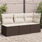 Preview: ARDEBO.de - Gartensofa mit Kissen 3-Sitzer Braun Poly Rattan