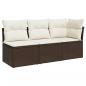 Preview: Gartensofa mit Kissen 3-Sitzer Braun Poly Rattan