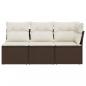 Preview: Gartensofa mit Kissen 3-Sitzer Braun Poly Rattan