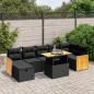 Preview: ARDEBO.de - 8-tlg. Garten-Sofagarnitur mit Kissen Schwarz Poly Rattan