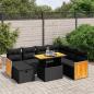 Preview: ARDEBO.de - 8-tlg. Garten-Sofagarnitur mit Kissen Schwarz Poly Rattan