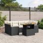 Preview: ARDEBO.de - 7-tlg. Garten-Sofagarnitur mit Kissen Schwarz Poly Rattan