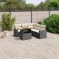 Preview: ARDEBO.de - 6-tlg. Garten-Sofagarnitur mit Kissen Schwarz Poly Rattan