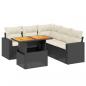 Preview: 6-tlg. Garten-Sofagarnitur mit Kissen Schwarz Poly Rattan