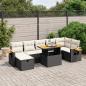 Preview: ARDEBO.de - 8-tlg. Garten-Sofagarnitur mit Kissen Schwarz Poly Rattan