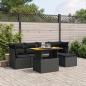 Preview: ARDEBO.de - 6-tlg. Garten-Sofagarnitur mit Kissen Schwarz Poly Rattan