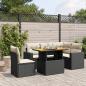 Preview: ARDEBO.de - 6-tlg. Garten-Sofagarnitur mit Kissen Schwarz Poly Rattan