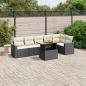 Preview: ARDEBO.de - 7-tlg. Garten-Sofagarnitur mit Kissen Schwarz Poly Rattan