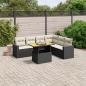 Preview: ARDEBO.de - 7-tlg. Garten-Sofagarnitur mit Kissen Schwarz Poly Rattan