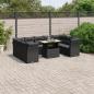 Preview: ARDEBO.de - 10-tlg. Garten-Sofagarnitur mit Kissen Schwarz Poly Rattan