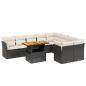 Preview: 10-tlg. Garten-Sofagarnitur mit Kissen Schwarz Poly Rattan