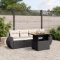 Preview: ARDEBO.de - 5-tlg. Garten-Sofagarnitur mit Kissen Schwarz Poly Rattan