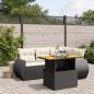 Preview: ARDEBO.de - 5-tlg. Garten-Sofagarnitur mit Kissen Schwarz Poly Rattan