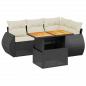 Preview: 5-tlg. Garten-Sofagarnitur mit Kissen Schwarz Poly Rattan