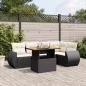 Preview: ARDEBO.de - 6-tlg. Garten-Sofagarnitur mit Kissen Schwarz Poly Rattan