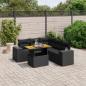 Preview: ARDEBO.de - 6-tlg. Garten-Sofagarnitur mit Kissen Schwarz Poly Rattan