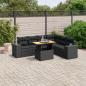 Preview: ARDEBO.de - 7-tlg. Garten-Sofagarnitur mit Kissen Schwarz Poly Rattan