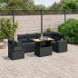 Preview: ARDEBO.de - 7-tlg. Garten-Sofagarnitur mit Kissen Schwarz Poly Rattan