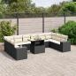 Preview: ARDEBO.de - 11-tlg. Garten-Sofagarnitur mit Kissen Schwarz Poly Rattan