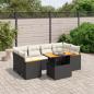 Preview: ARDEBO.de - 7-tlg. Garten-Sofagarnitur mit Kissen Schwarz Poly Rattan