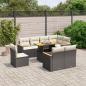 Preview: ARDEBO.de - 9-tlg. Garten-Sofagarnitur mit Kissen Schwarz Poly Rattan