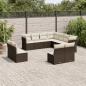 Preview: ARDEBO.de - 11-tlg. Garten-Sofagarnitur mit Kissen Braun Poly Rattan