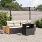 Preview: ARDEBO.de - 5-tlg. Garten-Sofagarnitur mit Kissen Schwarz Poly Rattan