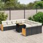 Preview: ARDEBO.de - 11-tlg. Garten-Sofagarnitur mit Kissen Schwarz Poly Rattan